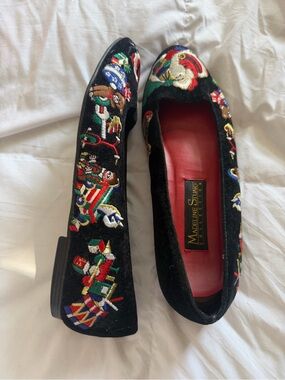 🎄Madeline Stuart Black Velvet Vintage Holiday Flats